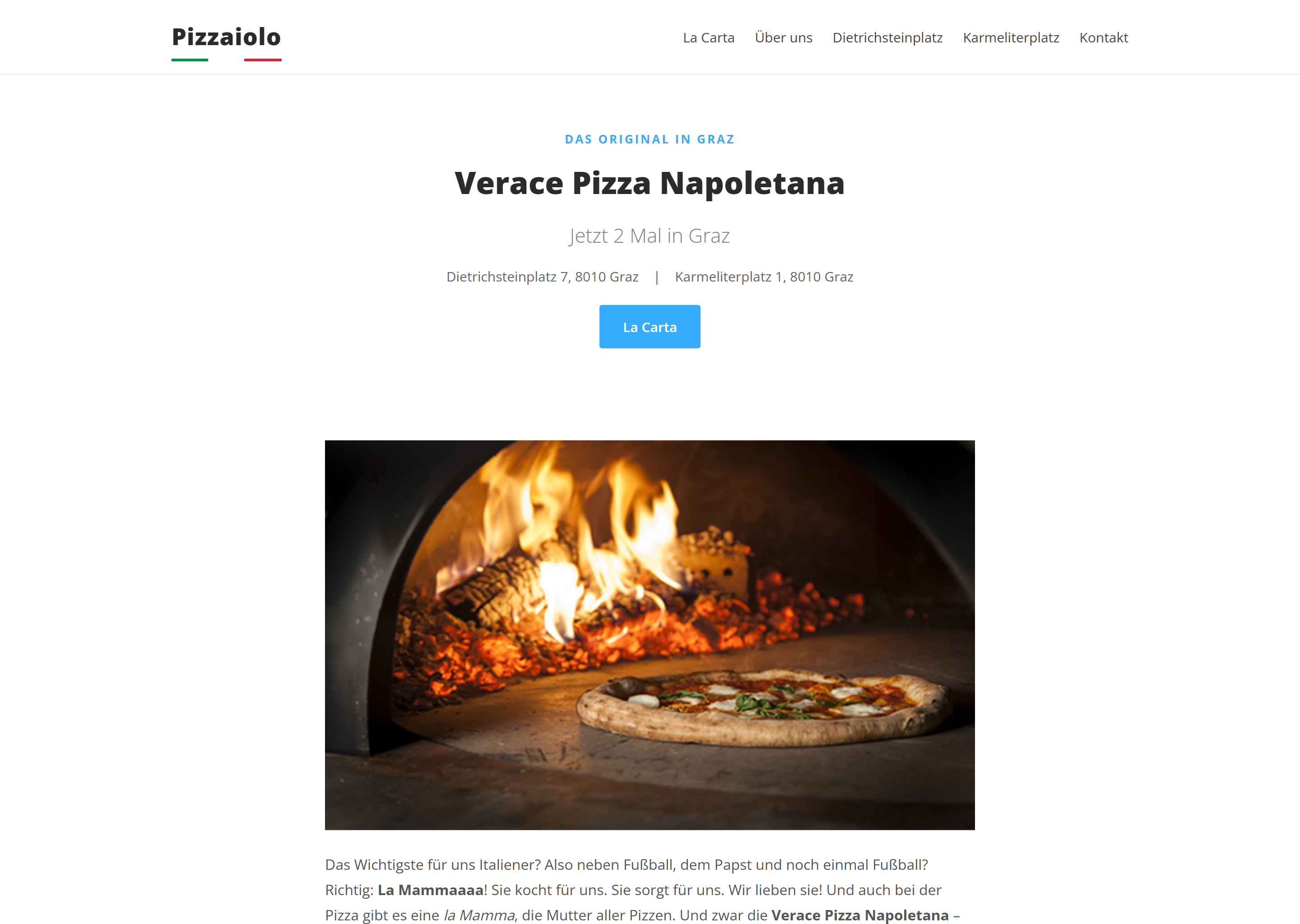 Pizzaiolo Graz – alte Website