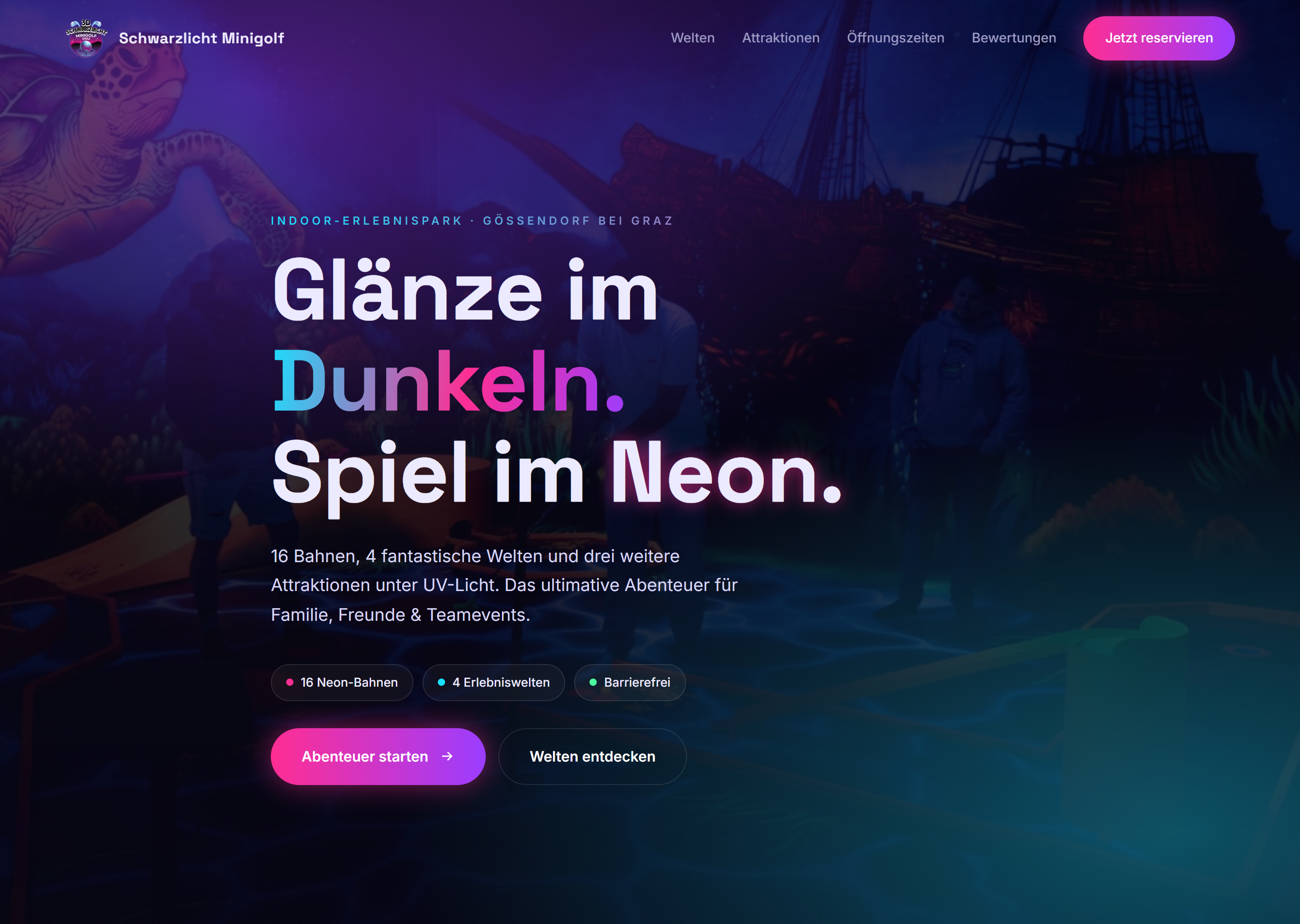 Schwarzlicht Minigolf Graz – neues Design von Lind Studio